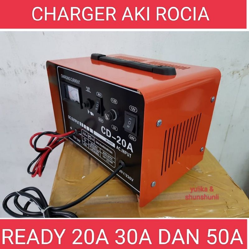 charger aki cas ACCU rocia 20a 30a 50a quick charger aki motor dan mobil