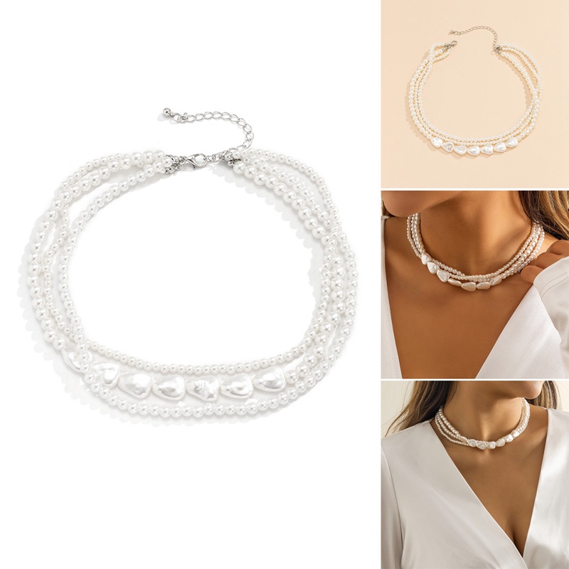 Fancyqube Kalung Mutiara Multilayer Gaya Vintage Untuk Wanita