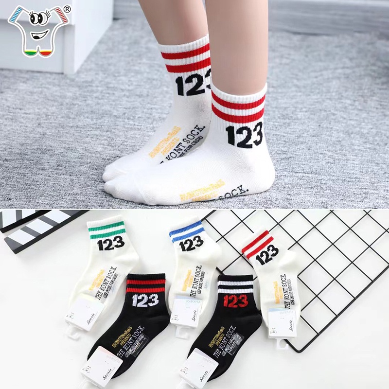 Kaos Kaki Anak Motif Angka Desain Fashion Kasual 1 Set 5 Pasang Kualitas Bahan Tebal KAAF