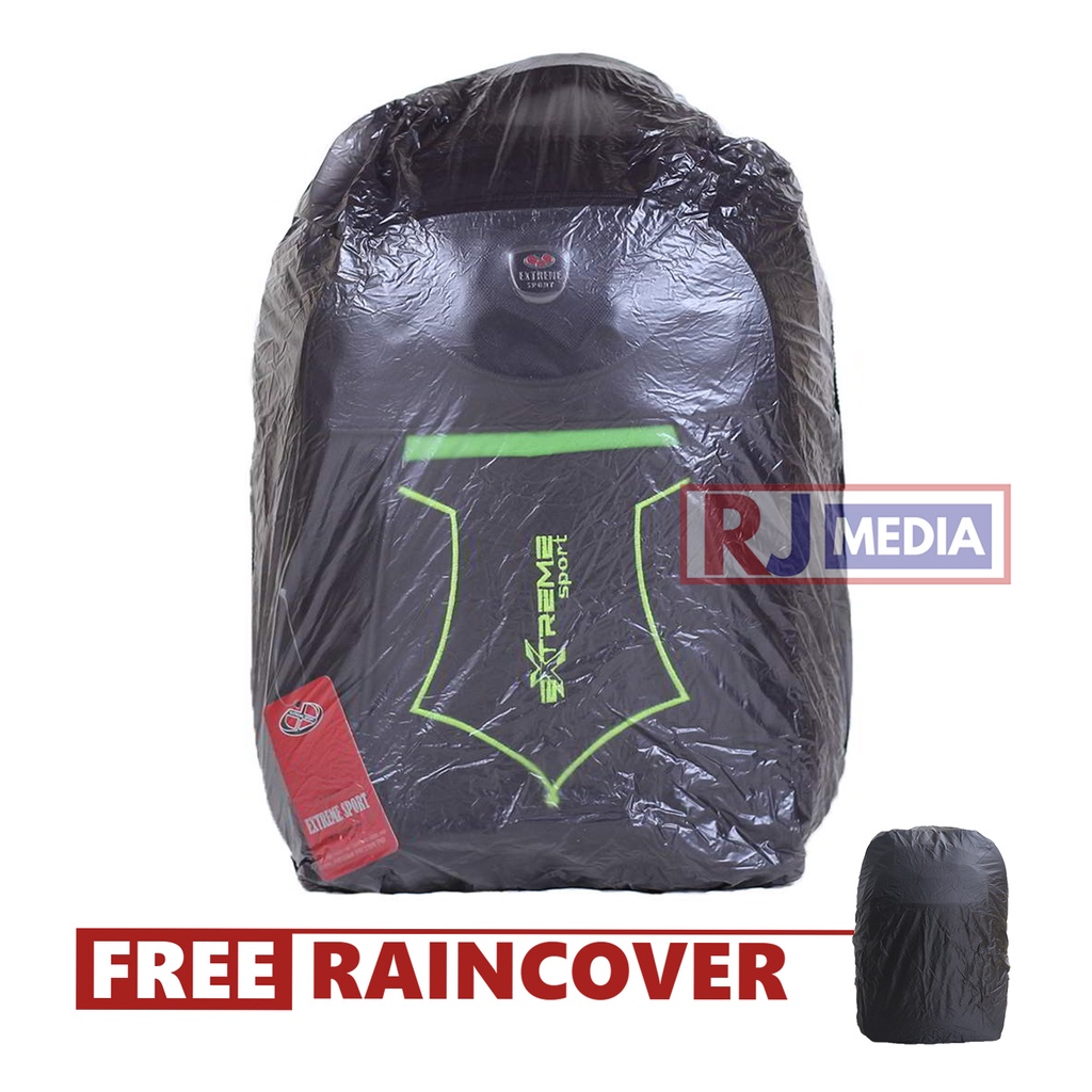 Tas Sekolah SD SMP Model Polo Ukuran Compact Muat Laptop LKS Buku Paket Ransel SD MI MTs Bahan Tebal Jahitan Kuat Tas Anak Ngaji Les TPQ Piknik Rohis Bonus Raincover Warna Hitam LIst Hijau Extreme Shield