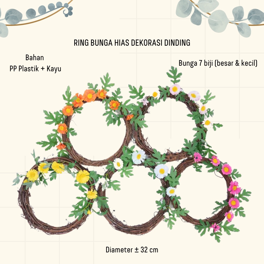 Ring Bunga Hias Plastik Dekorasi Dinding Pajangan Ornamen Rumah Tanaman Hias Artificial Flower Satu7an PBP125