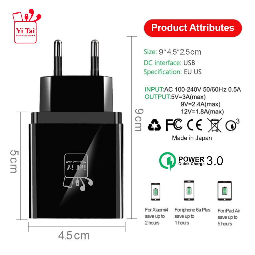 CHARGER 4USB QUICK CHARGE 3.0 FAST CHARGING YI TAI QC04 - BATOK 4 USB - BC