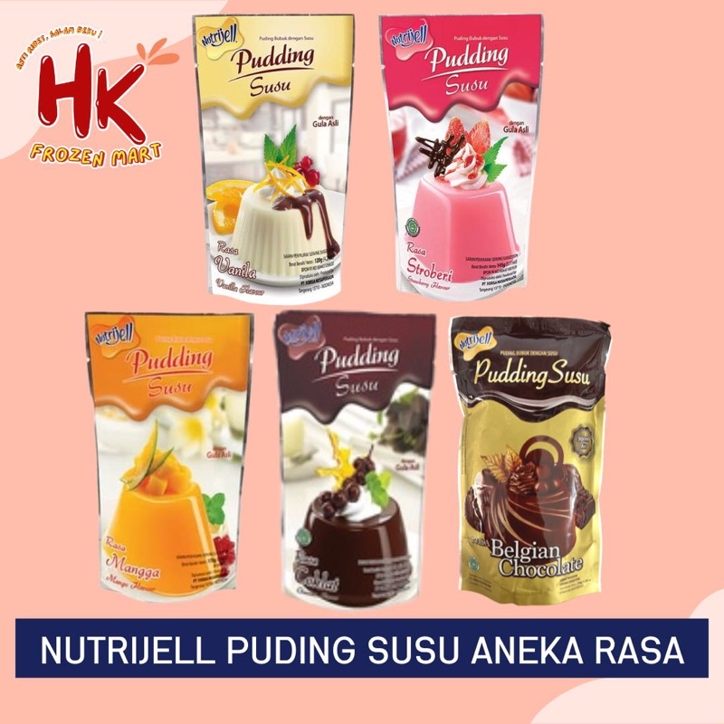 

Nutrijell Puding Susu Aneka Rasa / pudding stroberi belgian cokelat mangga vanila / HK Frozen Mart