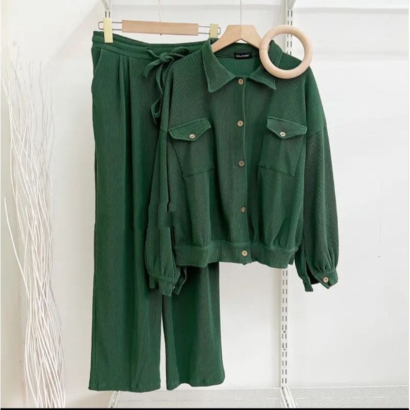 Clarke, One set jaket crop 5220, Setelan knit