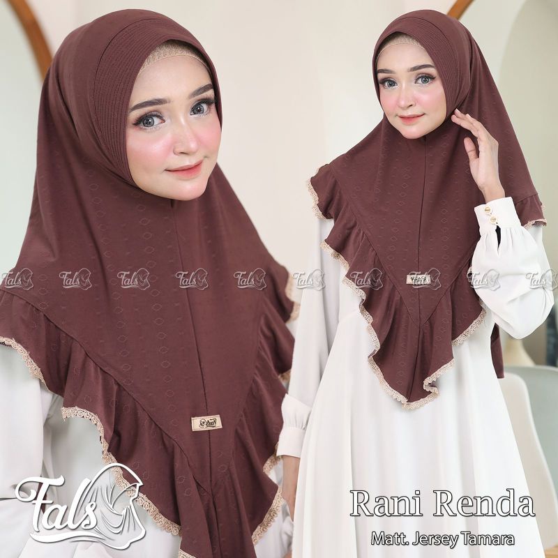 [ Ori Fals ] RANI RENDA••hijab pet rempel renda••hijab instan jersey tamara