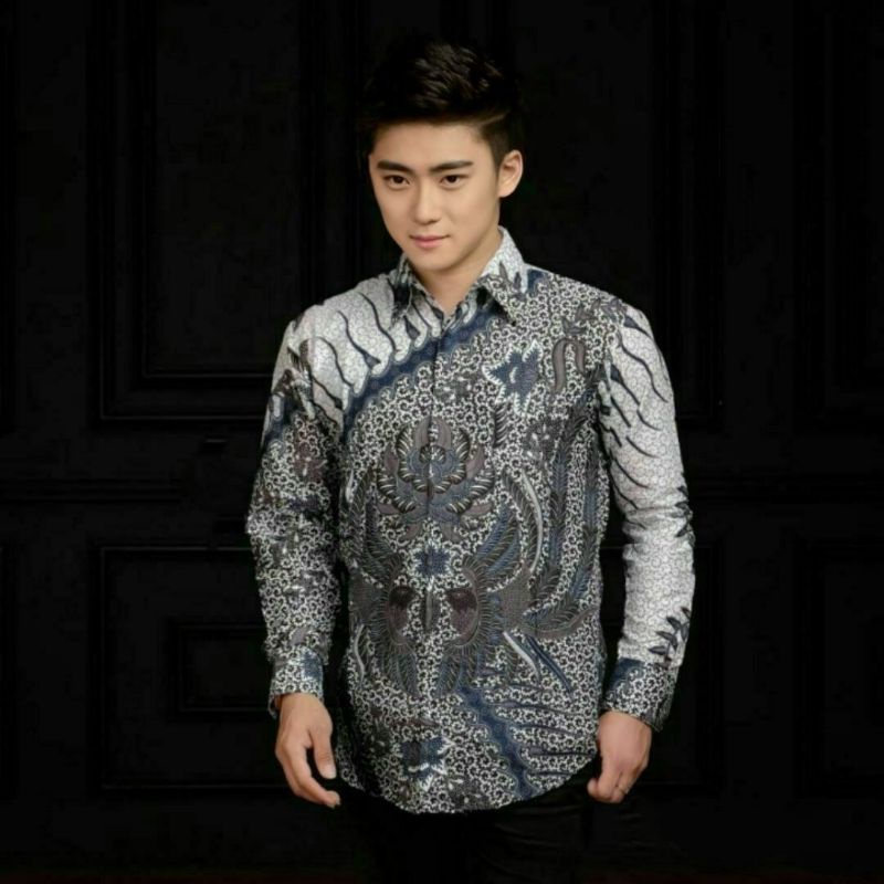 Batik Pria Lengan Panjang  HRB026 Kenongo Kemeja Batik lengan panjang Size M L XL Reguler