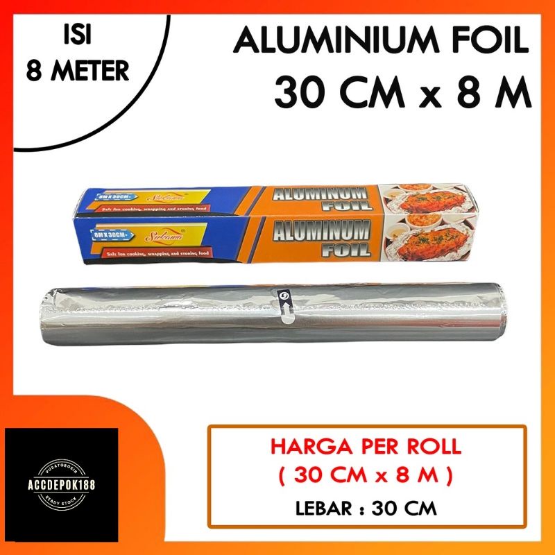 ALUMINIUM FOIL ROLL SUKAWA BEST FOR FOOD 30CM X 8M FOR COOKING KEEP FOOD HOT FREEZING WRAPPING STORING