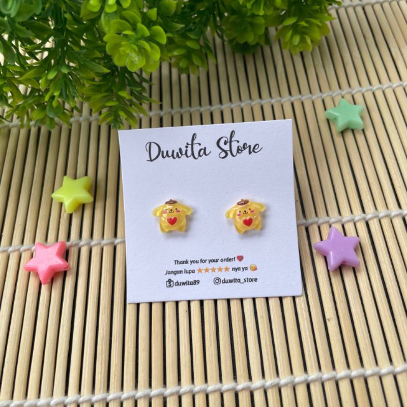 HANDMADE ANTING TUSUK PLASTIK ANAK/DEWASA MOTIF POM2 PURIN