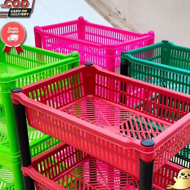 Rak Serbaguna / Rak Salon 4 Susun Plastik Keranjang Ksb