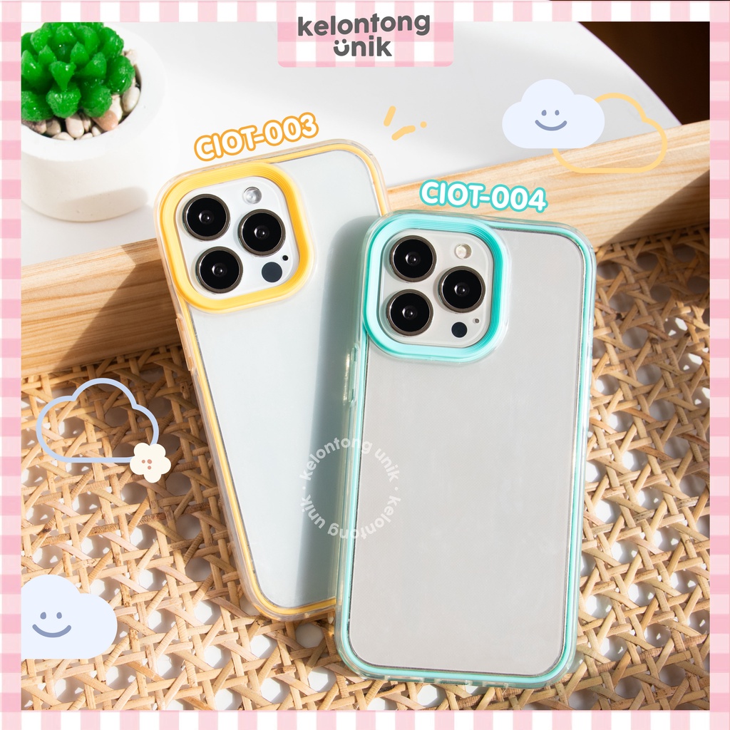 (Seri 2) For iPhone - 3 in 1 Two Layers Protection Candy Color Transparent Ring Shockproof Case