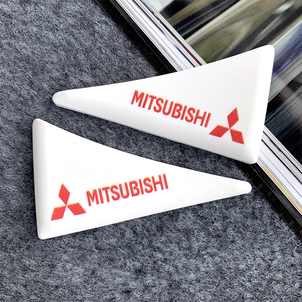 Mitsubishi RALLIART Stiker Perlindungan Sudut Pintu Mobil Anti Tabrakan Silikon Gores Logo Karet Lancer 9 EVO 10 Outlander 3 Asx L200 Pajero