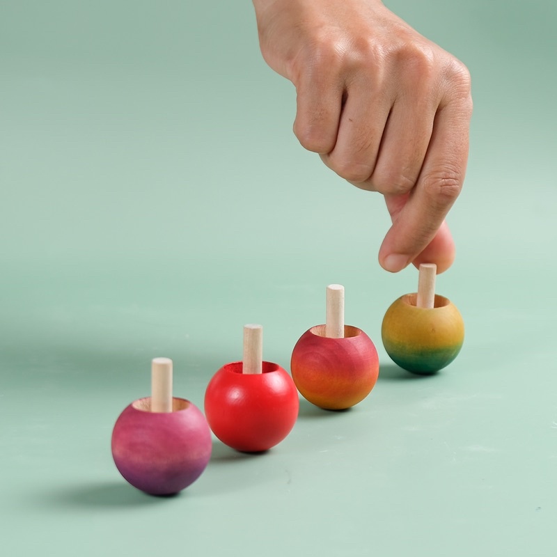 Littlemonq Ombre Spinning Tops Wooden Montessori Toys/ Gasing Ombre Mainan Kayu Edukasi Littlemonq