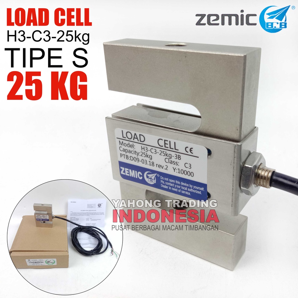 Load Cell ZEMIC H3 C3 25kg Tipe S Loadcell Sensor Berat Timbangan Digital