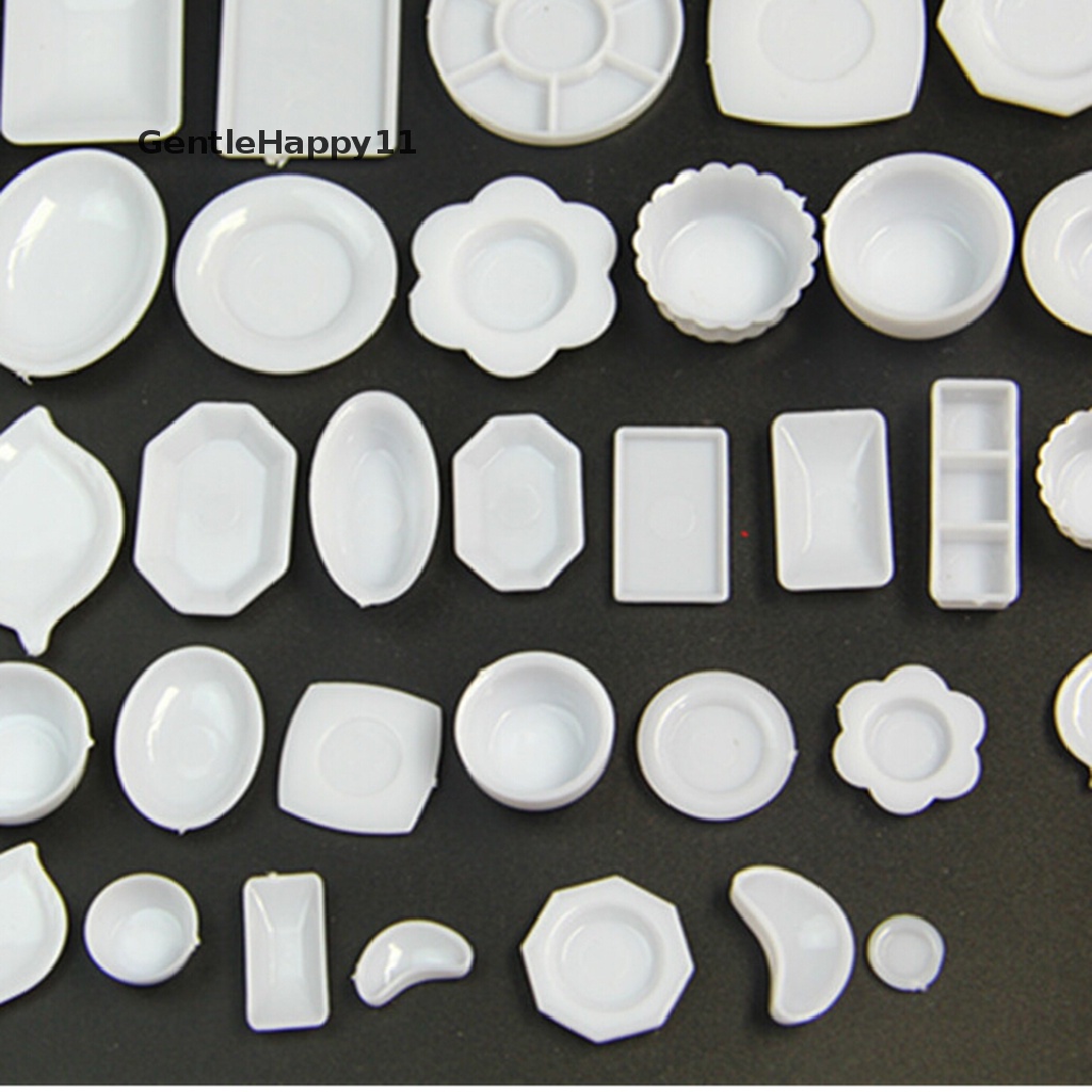Gentlehappy 33pcs / Set Mainan Miniatur Piring + Gelas + Sendok + Garpu + Piring Bahan Plastik Untuk Aksesoris Rumah Boneka