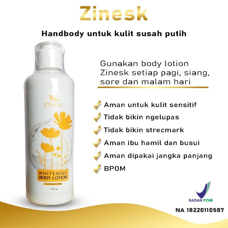 ZINESK HAND BODY LOTION NR BPOM PUTIH DOSIS TINGGI