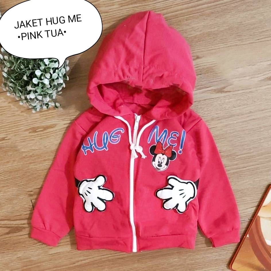 Jaket Bayi Perempuan / Baju Atasan Anak Cewek Hoodie Usia 3-12 Bulan Motif Jaket Hug Me Dan Angsa