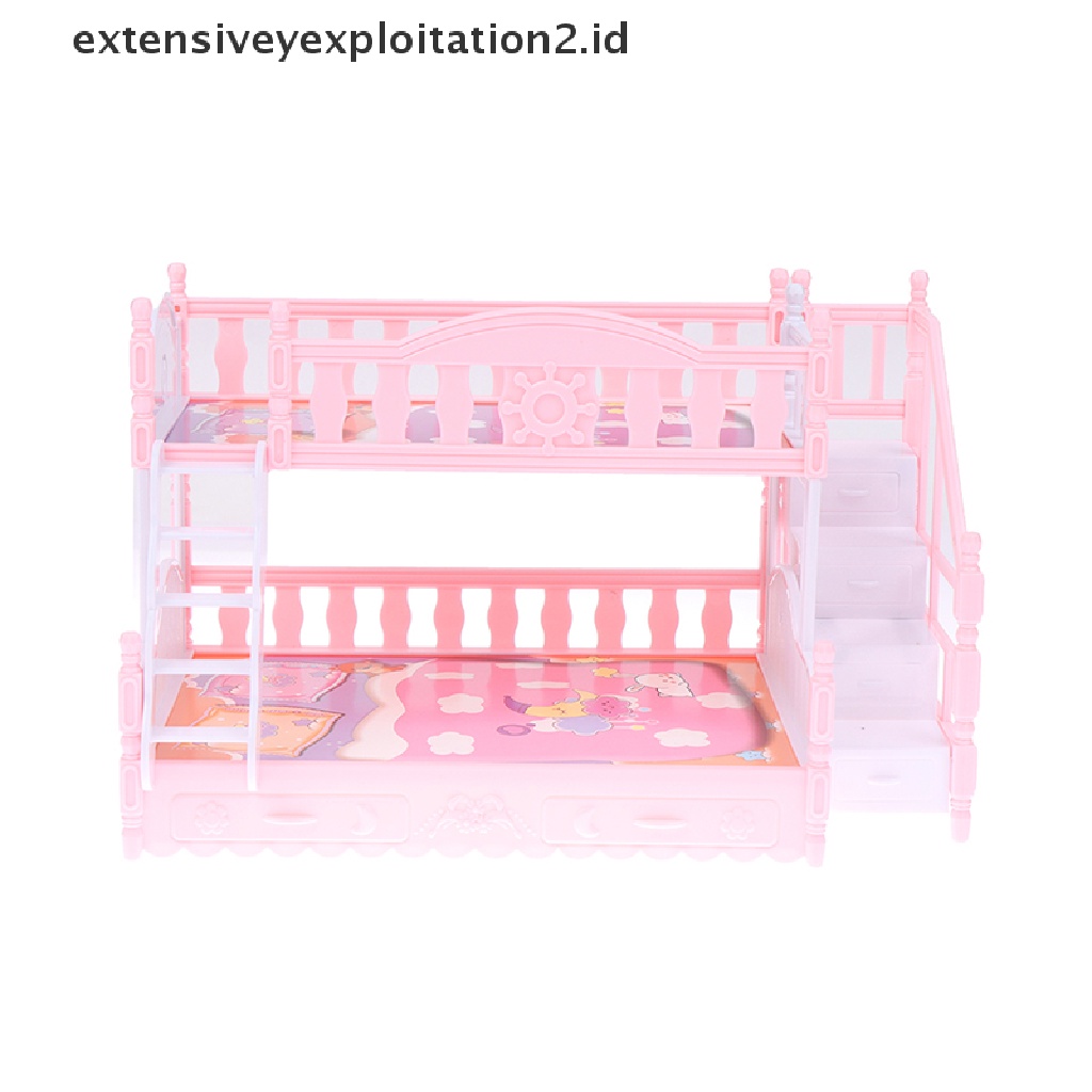 Mainan Miniatur Ranjang Double Bed Gaya Eropa Untuk Rumah Boneka