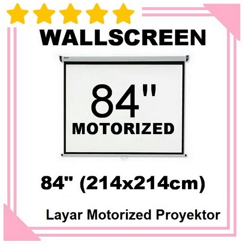 Layar Proyektor Otomatis 84 Inch Layar Dinding Gantung Remote Wallscreen Motorized Projector Screen