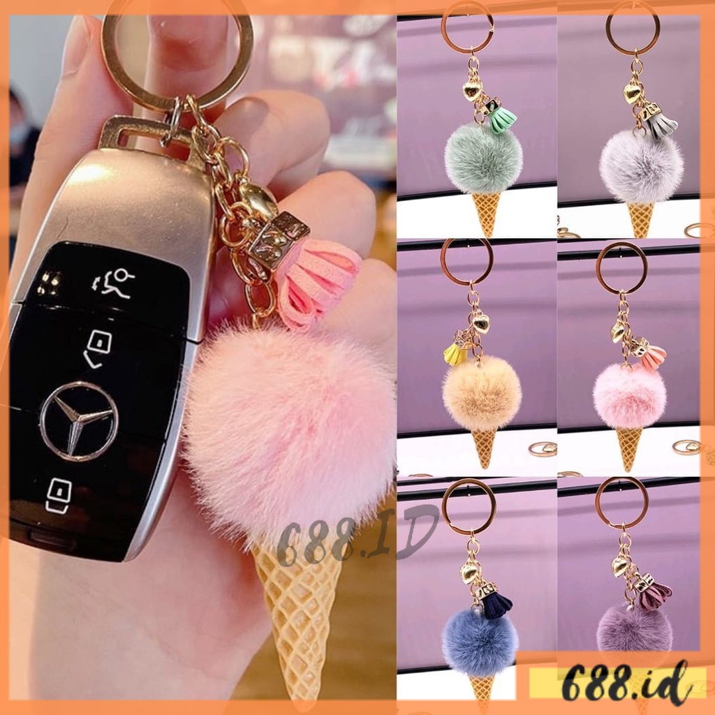 Gantungan Kunci Bentuk Es Krim Cone Keychain Cupcake Ice Cream Impor Murah Gantungan Kunci Motor Mobil Tas GT 05