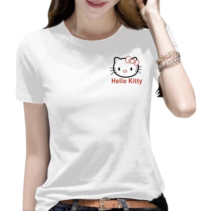 kaos distro wanita/kaos atasan wanita lengan pendek logo (bordir)