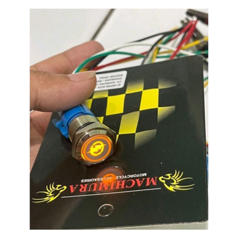 Saklar led stanlis tombol dim starter klakson push button