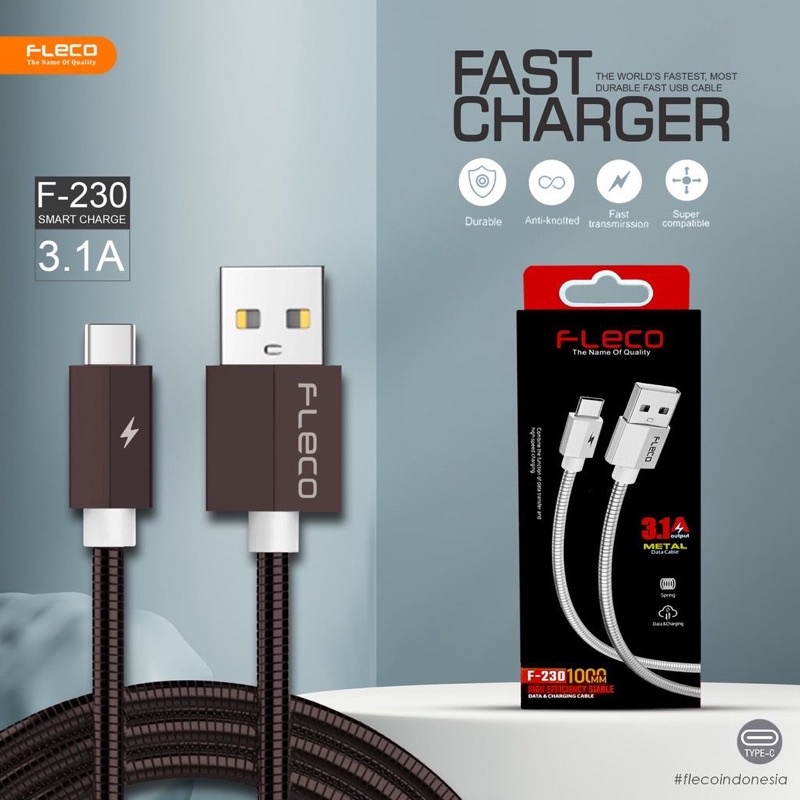 Kabel Data Fleco F230 Metal Micro Type C Fast Charger Promo Sen