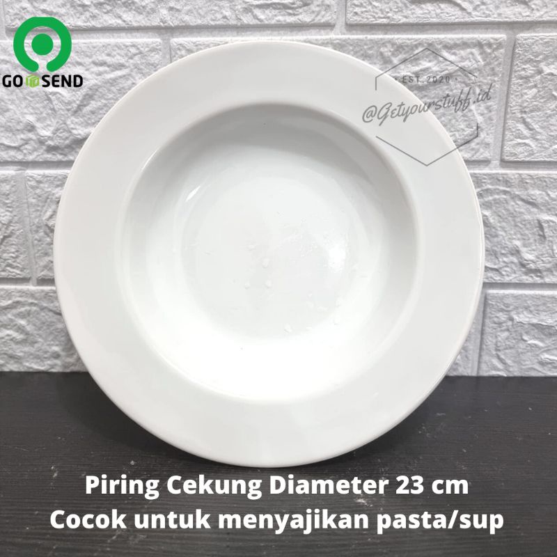 Jual Piring Makan Cekung Diameter Cm Keramik Porselen Pasta Sup Shopee Indonesia