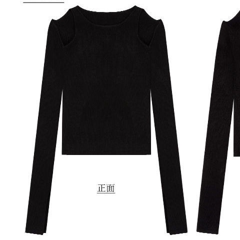 Red Fengshangmeidu Hitam Bahu Rajutan Sweater Wanita 2022 Musim Gugur Baru Rasa Desain Niche Slim Kemeja Top