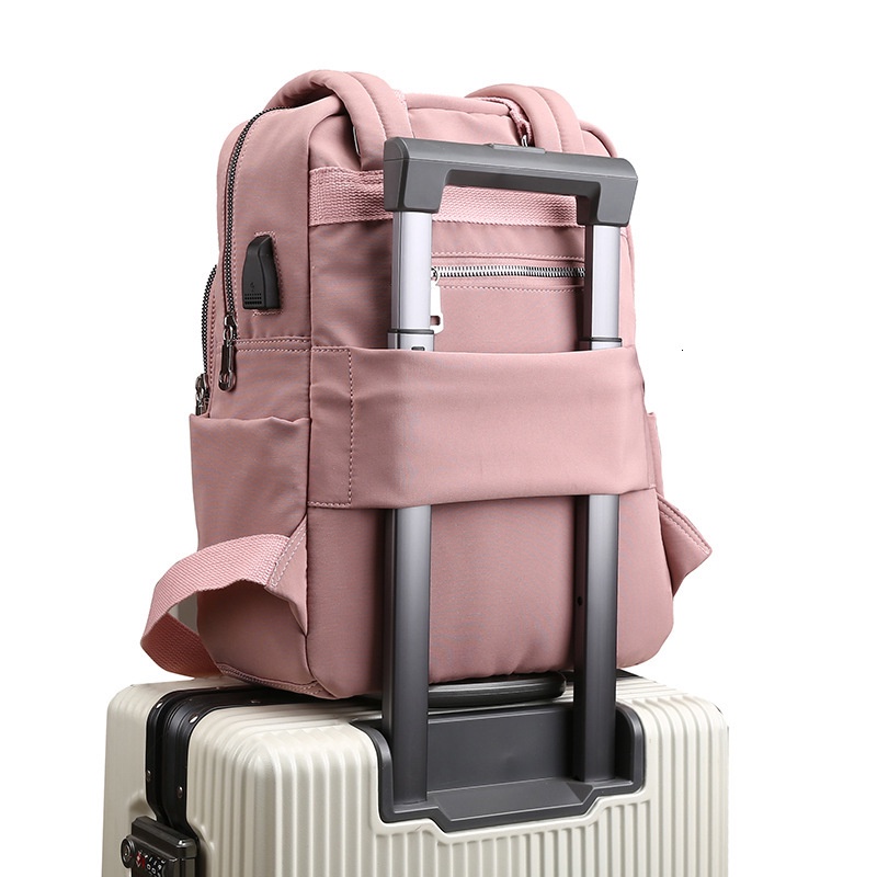 SmallLee Gadis Tas Ransel Laptop Pink Pria USB Pengisian Bagpack Wanita Perjalanan Ransel Tas Sekolah Tas untuk Anak Laki-laki Remaja Ransel