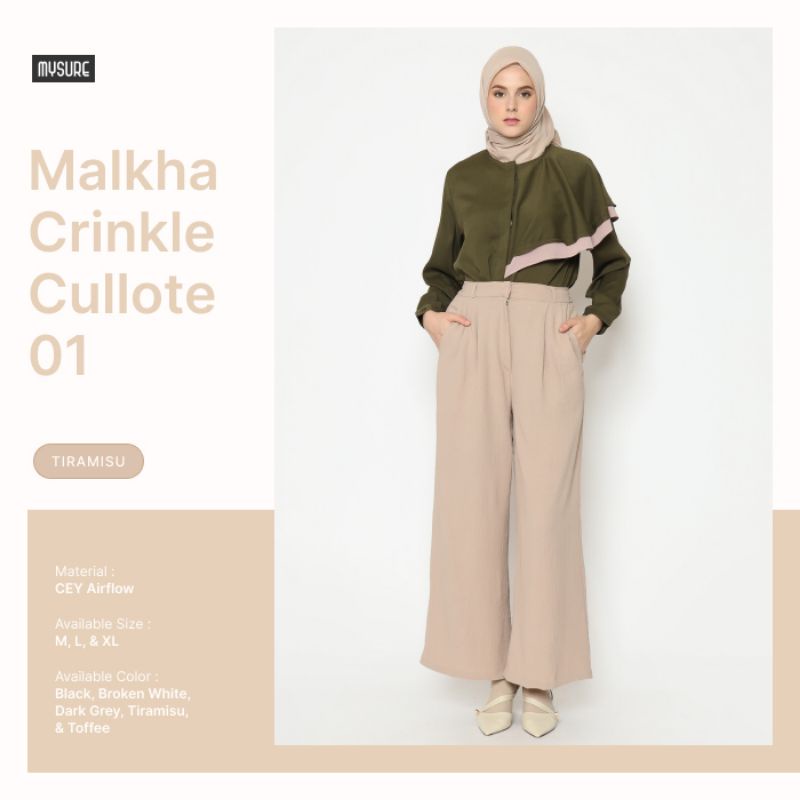 CELANA KULOT ELEGANT MALKHA CRINKLE CULLOTTE 01