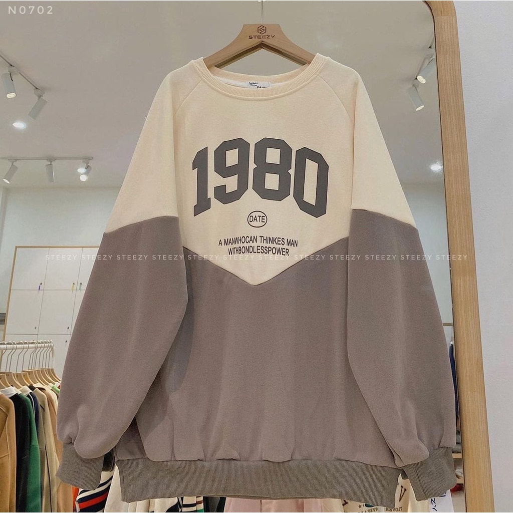 SWEATER OVERSIZE 1980 DATE CREWNECK WANITA TERBARU