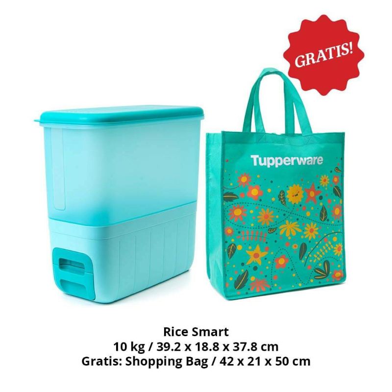 BIG SALE  RICE SMART 10 KG WADAH BERAS ORIGINAL TUPPERWARE LENGKAP DENGAN TASNYA - DISPENSER BERAS P