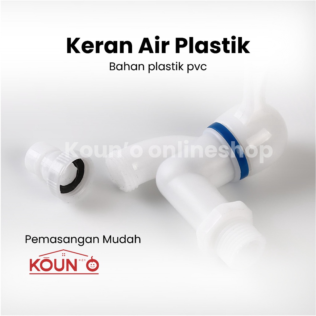 Kran Air Plastik Kamar Mandi Bahan Plastik PVC 1/2 inch Model Engkol Kran Air Cuci Piring