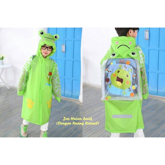 Jas Hujan Raincoat (Tanpa Celana) Anak Karakter Tas Ransel Backpack