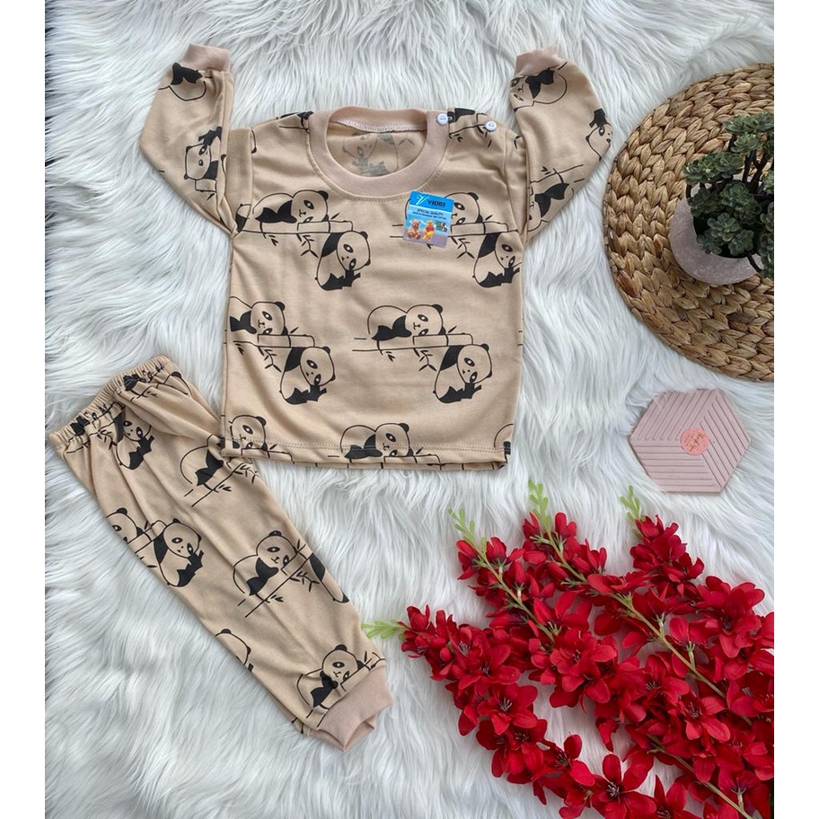 baju bayi laki laki murah motif PANDA BAMBOO setelan PANJANG 3-18 bulan