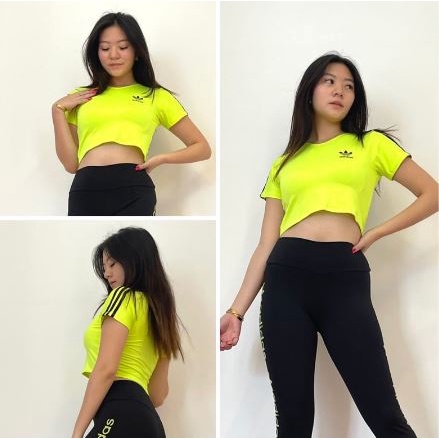 Atasan senam aerobik zumba yoga gym fitness model Crop ADS lengan