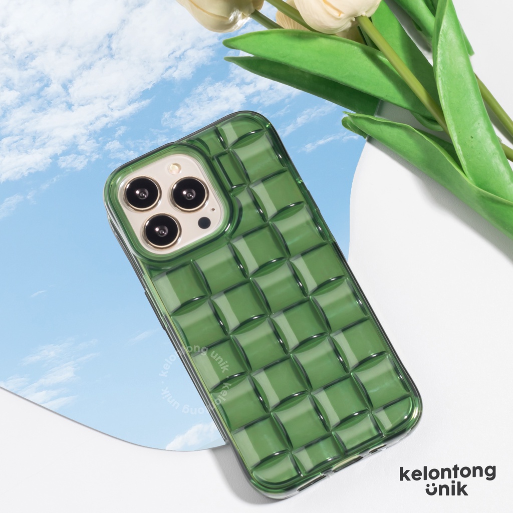 (Seri 2) For iPhone - Waffle Clear Case/ Puffy Grid Case