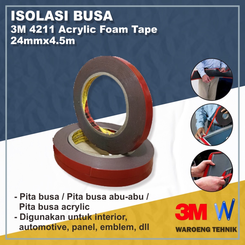 

Isolasi 3M-4211 Acrylic Foam Tape 24mm x 4,5m