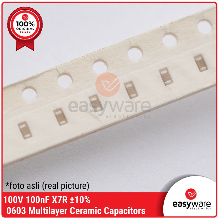 Capacitor SMD SMT 100nF ±10% 100V X7R 0603 MLCC Kapasitor SMD