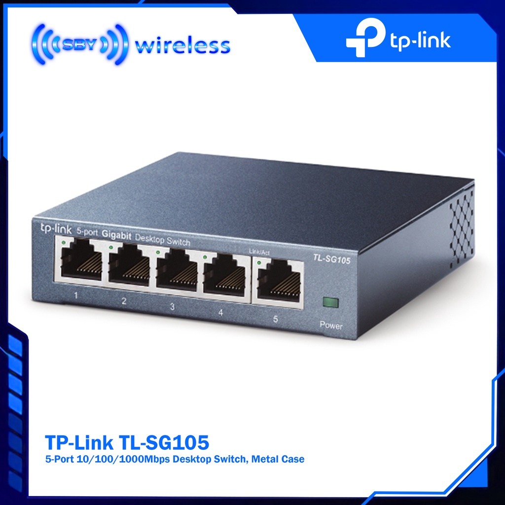 TPLINK TL-SG105 ,5-Port 10/100/1000Mbps Desktop Switch Metal Case TP-Link