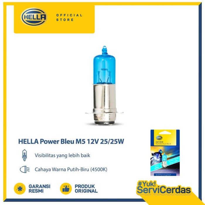 HELLA Bohlam Motor M5 12V 25/25W P15d-25-1 4500K Performance - Bohlam Motor / Lampu Motor