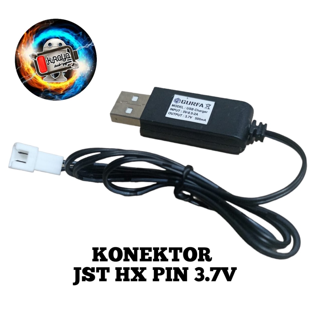 Kabel USB / Kabel Casan/ Kabel Charger 3.7V Untuk Single Baterai Panjang 60cm Konektor JST XH 2 PIN