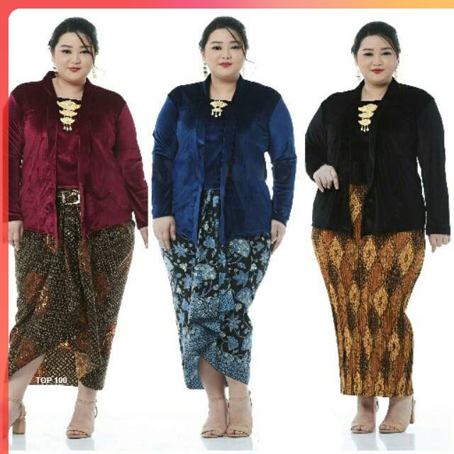 Atasan Kebaya Bludru kutubaru Polos JUMBO Kebaya Bludru