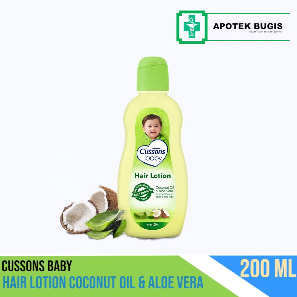 Cussons Baby Hair Lotion Coconut Oil &amp; Aloe Vera - Losion Rambut Bayi 200ml