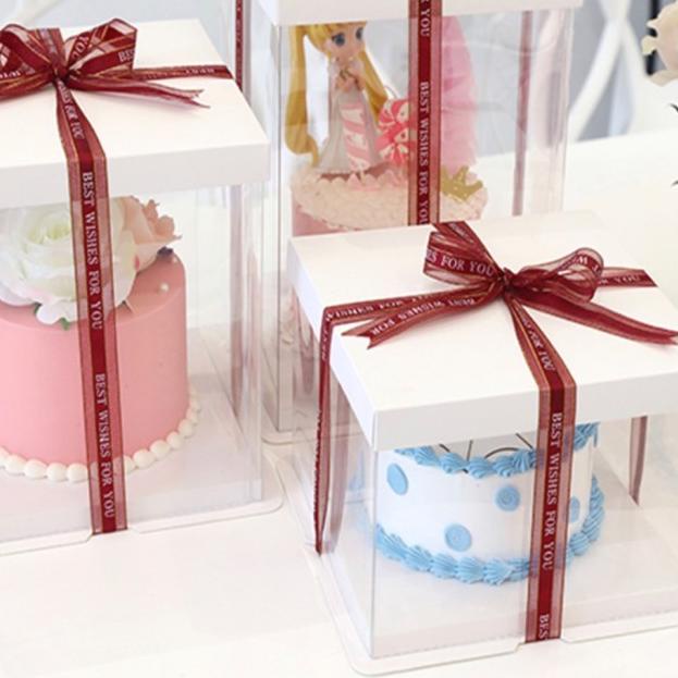 

Korean Square Mica Tall Box/Transparent Tall Box/Transparent Cake Box - 26x26x45cm
