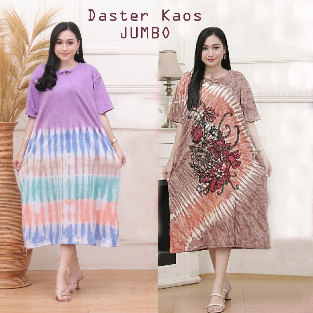 Daster kaos jumbo murah tie dye lengan pendek baju tidur wanita terbaru ld 120
