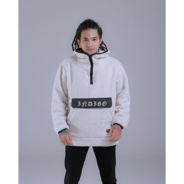 JAKET CAGOULE PRIA BULU SHERPA ORIGINAL INDIGO - JAKET PRIA HALF ZIPPER CAGOULE TERBARU - SHERPA JAC