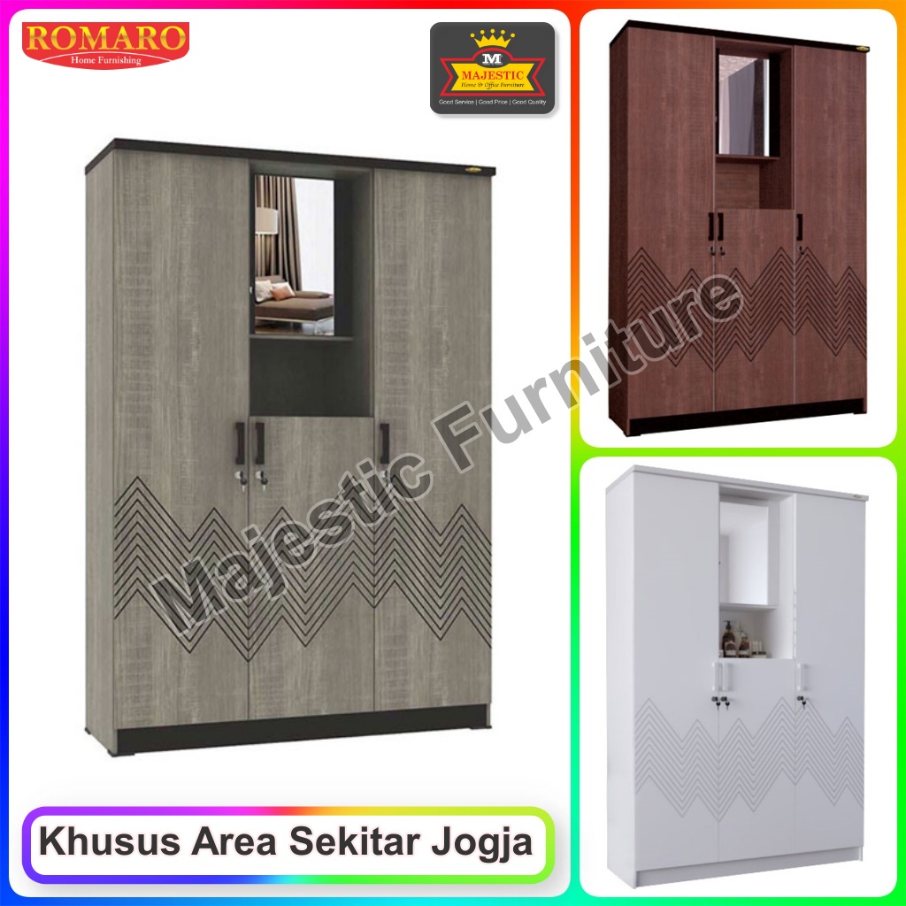 Lemari Pakaian 3 Pintu Cermin - Romaro LPP 37 - 120 x 43 x 180 cm - Jogja
