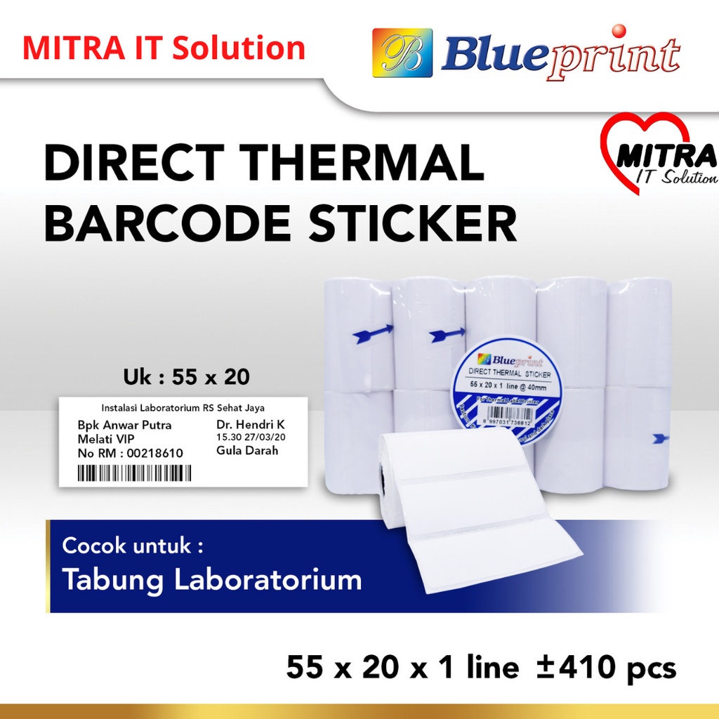 

DIRECT TRHERMAL STICKER / LABEL STIKER BLUEPRINT 55X20X1 LINE 410lembar/roll