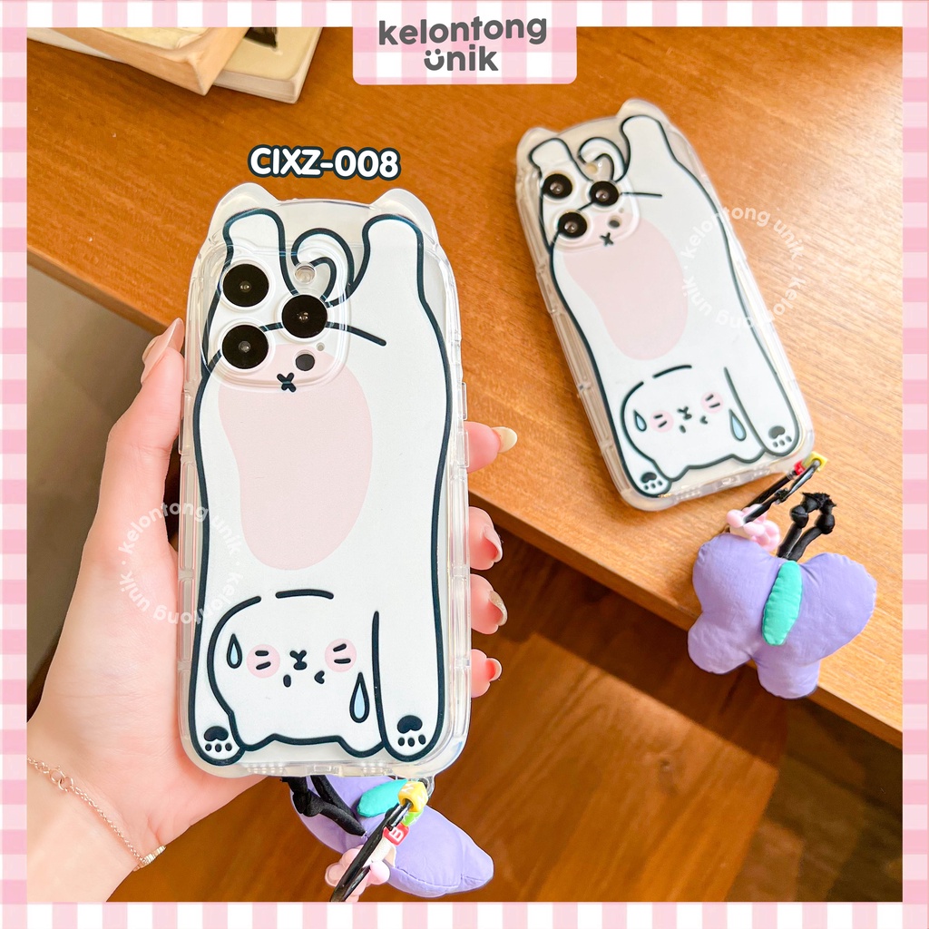 For iPhone - Flippy Kitty Shock Proof Case with Butterfly Charm